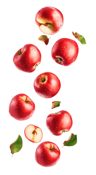 Red apples tumbling gracefully backdrop, showcasing nature's bounty png