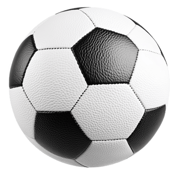 A timeless black and white leather soccer ball resting in pure simplicity and elegance png