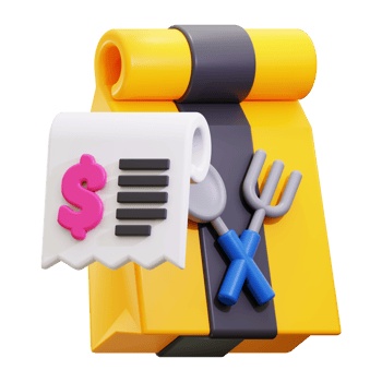 3d Food Bill icon. Suitable for restaurant expenses or budgeting concepts png
