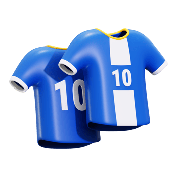 3d Football Jersey icon. Two blue jerseys with white stripes and number ten suitable for sports themed designs, team logos, or athletic events promotions png