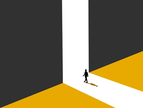 Businessman walks towards the door of big opportunity vector