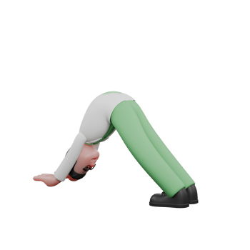 3D Professional Man in Biologist Role. A male biologist is doing the Downward Facing Hip Stretch pose, a popular yoga pose for stretching the back and legs. Ecology png