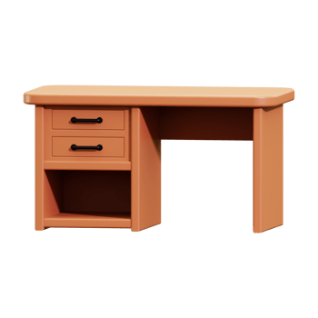 3d wooden desk icon. perfect for office or home workspace organization and storage solutions png