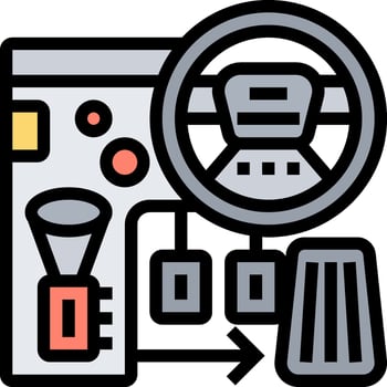 A car with a steering wheel and a dashboard vector