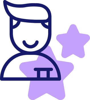 A man with a star and a star icon vector