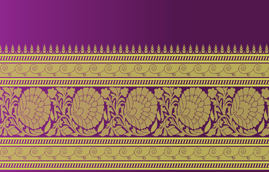 beautiful golden floral fabric border vector