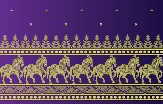 traditional horse saree border vector