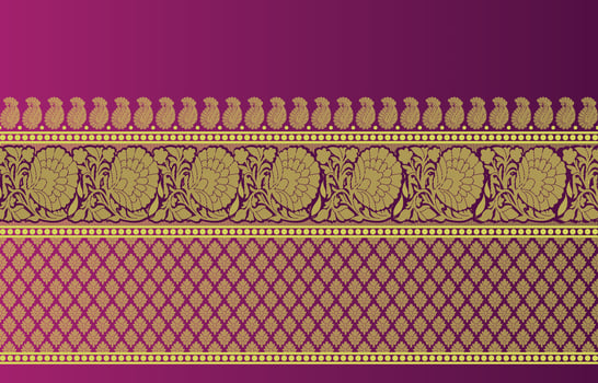 roses saree border with floral pattern vector