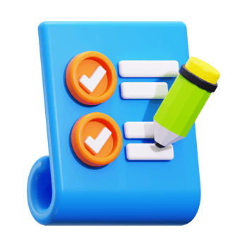 3d Checklist icon. Blue checklist with checkmarks and pencil for productivity and organizing concepts in business, education, or daily tasks design projects png