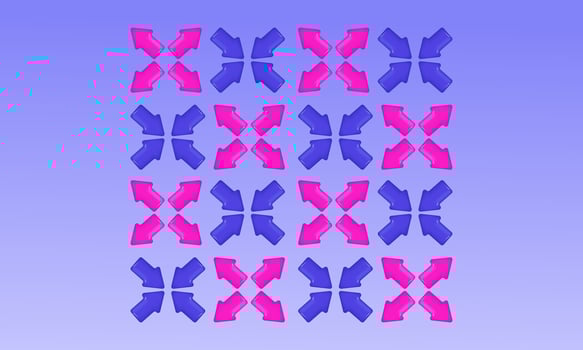 3d purple pink arrow growth chart sign trade icon realistic new concept vector