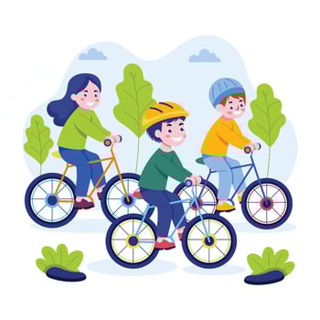 Kids cycling illustration in flat style vector