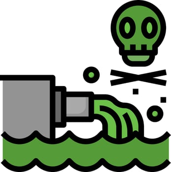 A green skull and crossbones is on top of a water pipe vector