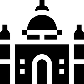 A black and white icon of a building vector