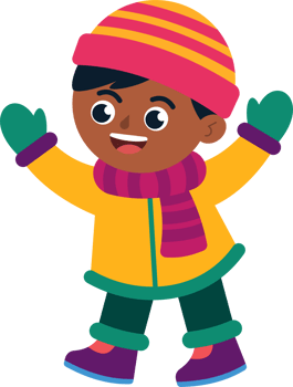 A young boy wearing a yellow jacket and a red png