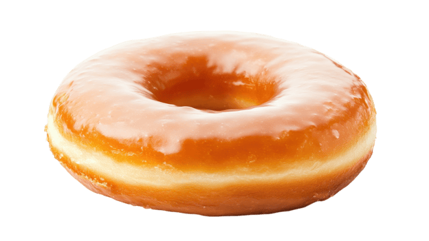 This delightful donut shines with a tempting glaze, perfect for a sweet snack or breakfast treat. png