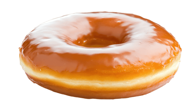 This delicious donut features a sweet, glossy glaze and a fluffy texture, inviting indulgence. png