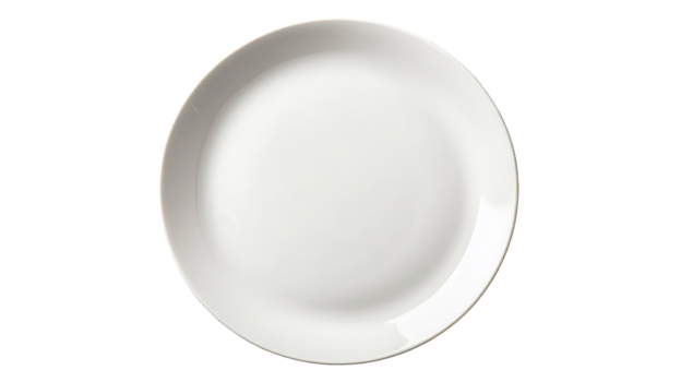 A smooth, empty white plate awaits delicious dishes to highlight its elegance and simplicity. png