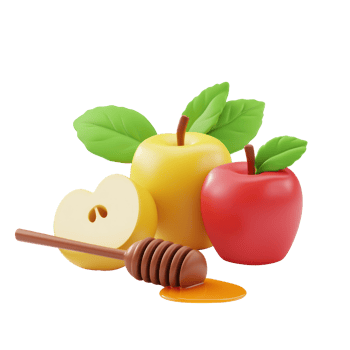 apple and honey on transparent background png