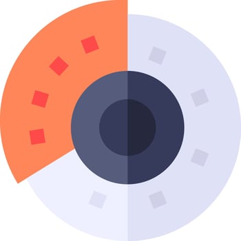 A circular icon with a red and orange circle vector