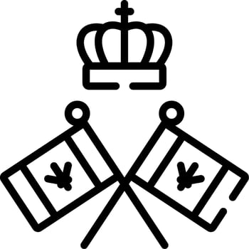 The royal crown and crossed flags icon vector