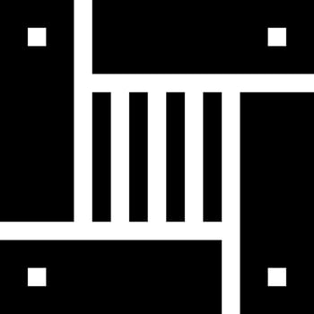 A black and white logo with squares vector