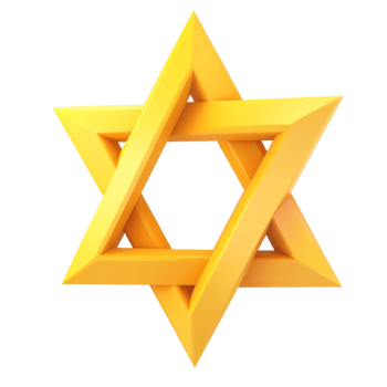 Judaism religious symbol star of david 3D icon cartoon minimalist isolate on transparent background png