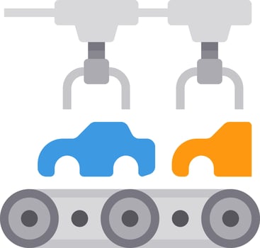 A car is being loaded onto a conveyor belt vector