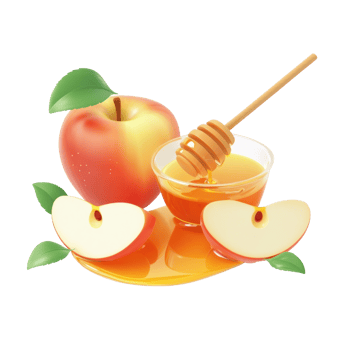 apple slices with honey 3D icon cartoon minimalist isolate on transparent background png