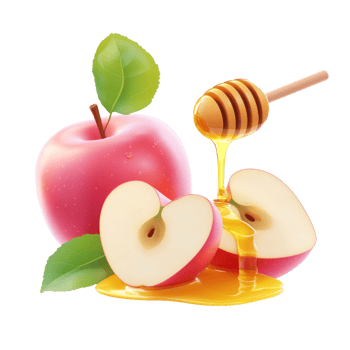 apple and honey on transparent background png