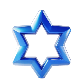Blue Metal Star of David 3D icon isolate on transparent background png