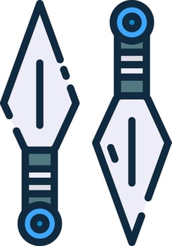 Two knives with a blue handle and a black handle vector