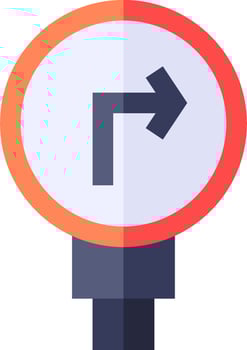A traffic light with an arrow pointing in the direction of the right vector