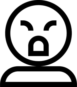 A black and white icon of a person with an angry face vector