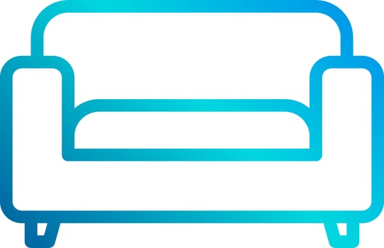 A blue couch icon on a white background vector