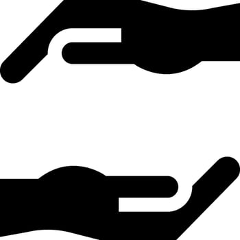 Two hands holding a white object in the middle vector