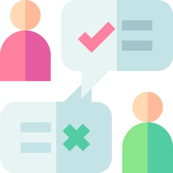 A group of people with different colored speech bubbles vector