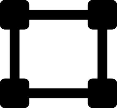 A black and white square with two wheels vector