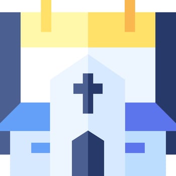 Church icon with a cross on top vector