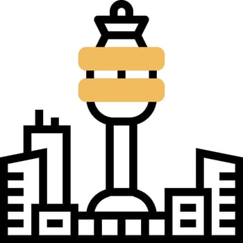 A tower with a clock on top of it vector