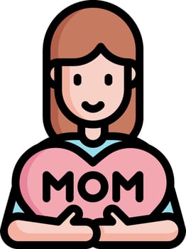 A woman holding a heart shaped mom vector