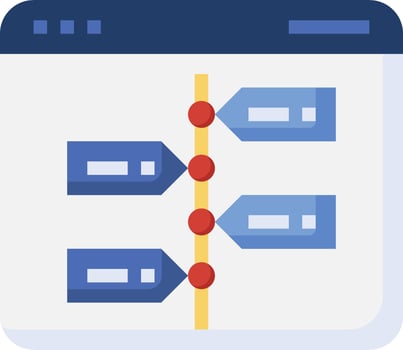 A diagram of a process with a line of red dots vector