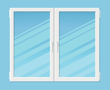 Modern plastic double casement window in flat style vector