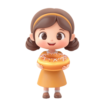 a little girl holding the donut png