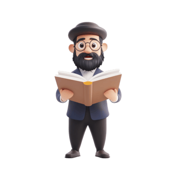 Jewish man holding book 3D icon cartoon minimalist isolate on transparent background png