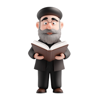 Jewish man holding holding open book looking at camera 3D icon cartoon minimalist png