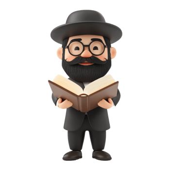 3d cartoon rabbi with beard and glasses reading book hd download png