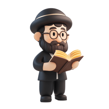 a cartoon rabbi reading a book on a transparent background png
