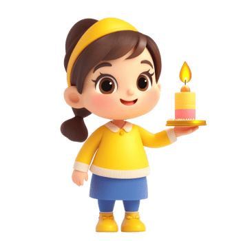 Happy Jewish little girl celebrate Hannukah isolate on transparent background png