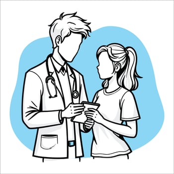 Doctor consulting patient remotely for telemedicine visit vector