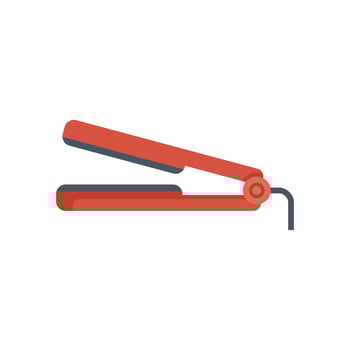 Red hair straightener creating elegant hairstyles for beauty salons and home use vector